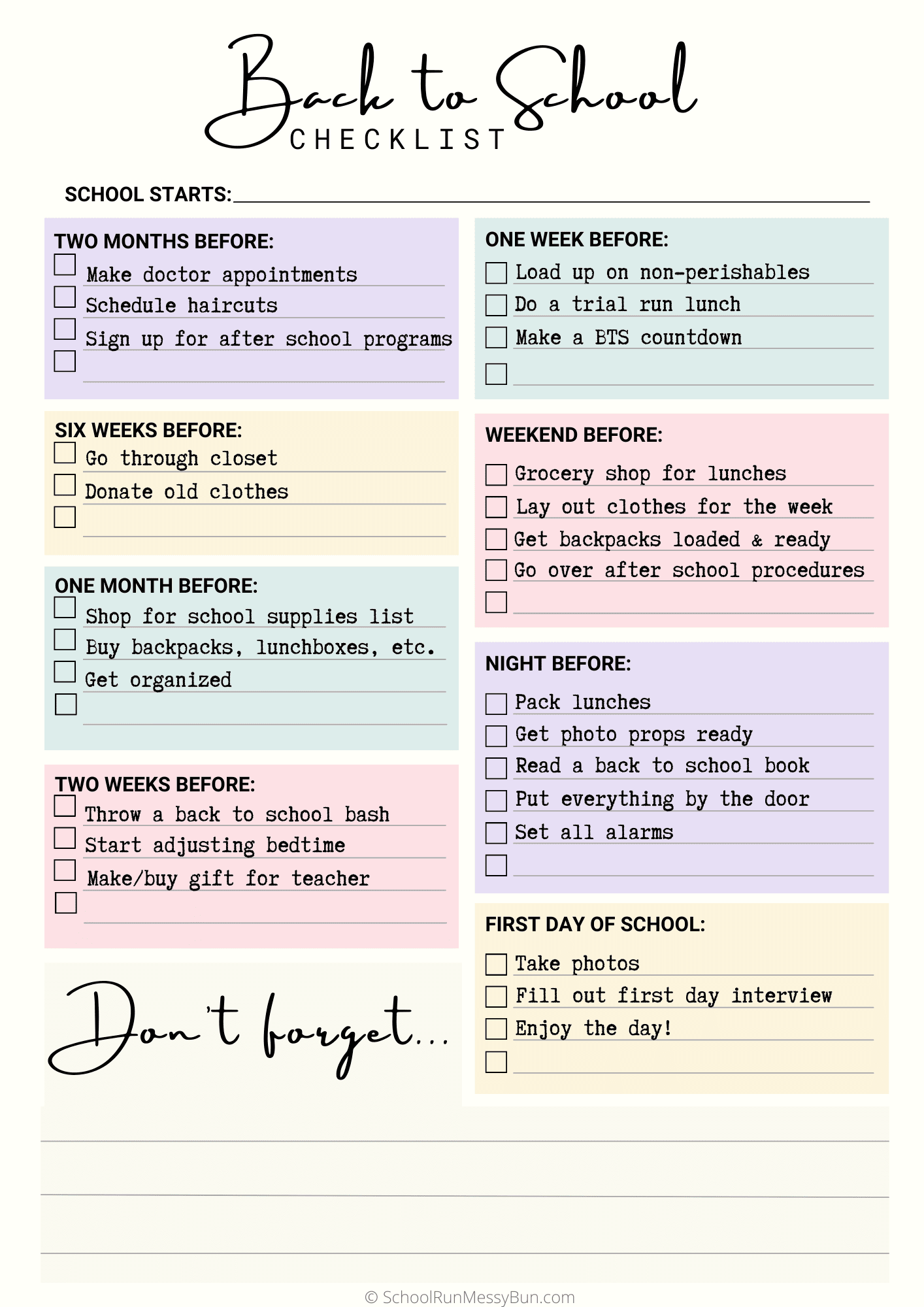 The BEST Back to School Checklist For Parents | Everything You Need To ...