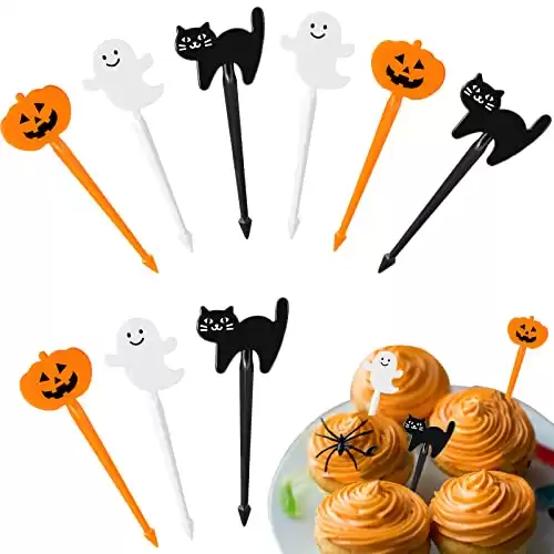 Grehge eces Halloween Picks for Bento Box 2.4 Inch Cute Cartoon Food Pick