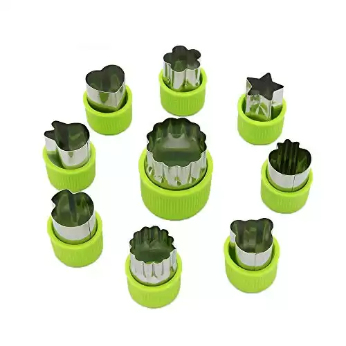 LENK Vegetable Cutter Shapes Set,Mini Pie,Fruit and Cookie Stamps Cutters,Cookie Cutter Decorative Food,for Kids Baking and Food Supplement Tools Accessories Crafts for Kitchen,Green,9 Pcs