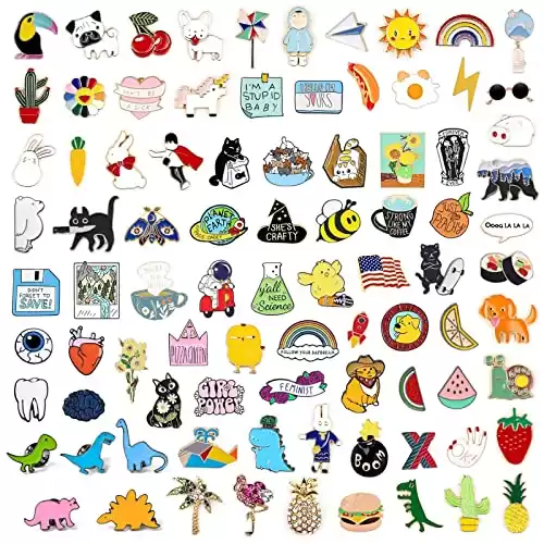 20pcs Enamel Pins for Backpacks Cute Lapel Pins Bulk Set Cool Hats Jackets Pins Funny Brooch Women Gift Random Style No Duplicates