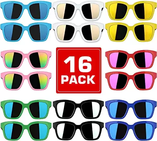 Smallzi Kids Sunglasses Bulk, 16 Pack Kids Sunglasses Party Favors - Neon Party Sunglasses for Kids, Sunglasses Party Pack for Kids Boys Girls