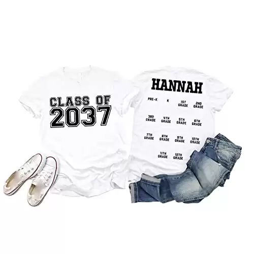 Class of 2037 Handprint Shirts for Prek-12Th Grade, Grow with Me Shirt Class of 2037, Class of 2037 Tshirt, First Day of School Shirt, Grow with Me Graduation Tee Multicoloured