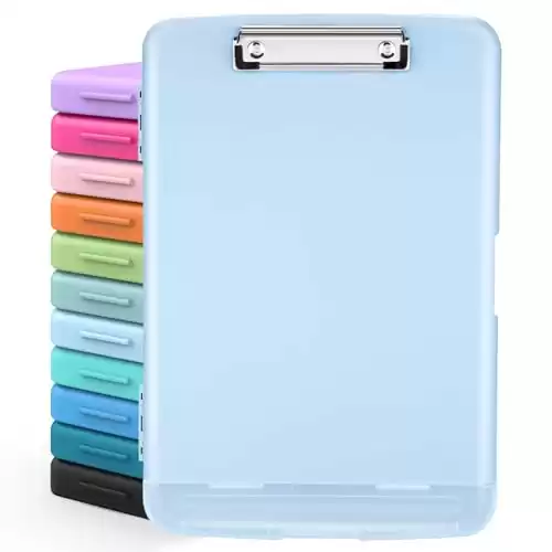 Sooez Clip Boards 8.5x11 with Storage, High Capacity Storage Clipboard, Nursing Clipboard Folder with Pen Holder, Heavy Duty Plastic Clipboard with Low Profile Clip, Clipboard Binder for Teacher, Work