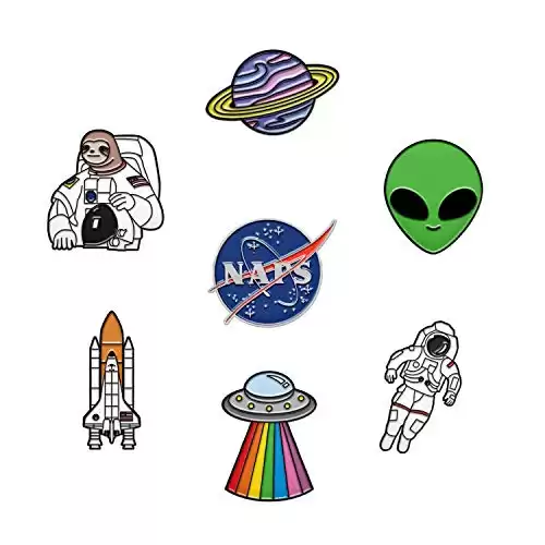 RipGrip 7 Space Pins for Backpacks - Enamel Pins for Jackets Cute Pins for Backpacks Planet Pins, Nasa Pins & Astronaut Pins Included (Set 9)