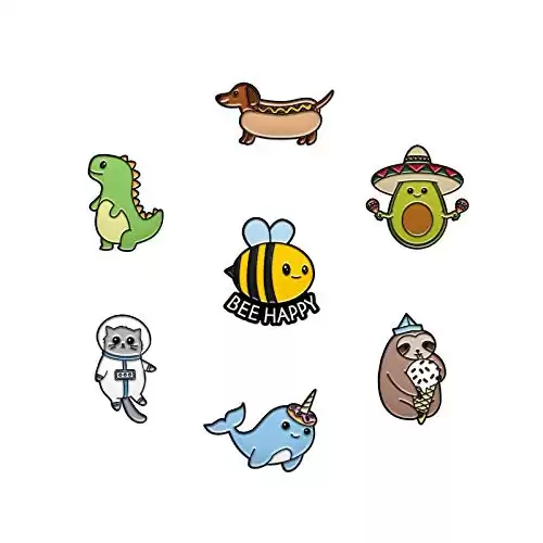 RipGrip 7 Cute Pins for Kids - Enamel Pins for Backpack Aesthetic Cute Pins for Jackets Enamel Pin Sets for Bookbags,Dinosaur Lapel Pin, Enamel Pins Funny Enamel Pins Cute (Set 8)