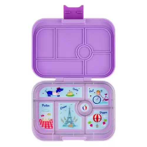 Yumbox Original - Leakproof Bento Lunch box for Kids (2-7 Years) with 5 Compartments, Easy-Open Latch, Optimal Portion Sizes & Removeable Paris Themed Tray (Lulu Purple)