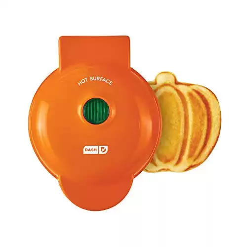 DASH DMWP001OR Mini Maker for Individual Waffles, Hash Browns, Keto Chaffles with Easy to Clean, Non-Stick Surfaces, 4 Inch, Orange Pumpkin