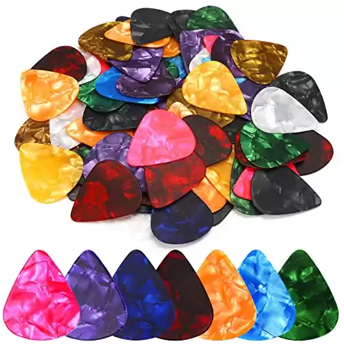 Augshy Guitar Picks, 150 Pack Premium Celluloid Guitar Pick Medium Variety Pack for Acoustic Guitar, Electric Guitar, Bass(0.71mm)