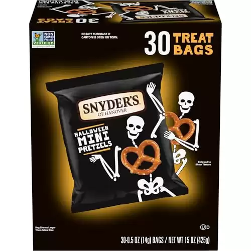 Snyder's of Hanover Mini Pretzels, Halloween Treats Snack Packs, 30 Ct