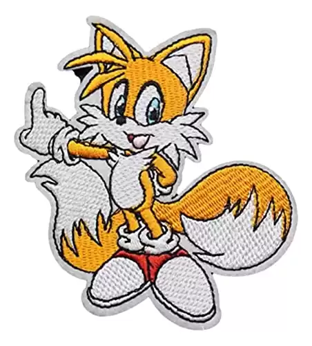 Sonic Tails Character Embroidered 3.5" Tall Iron on PatchQ