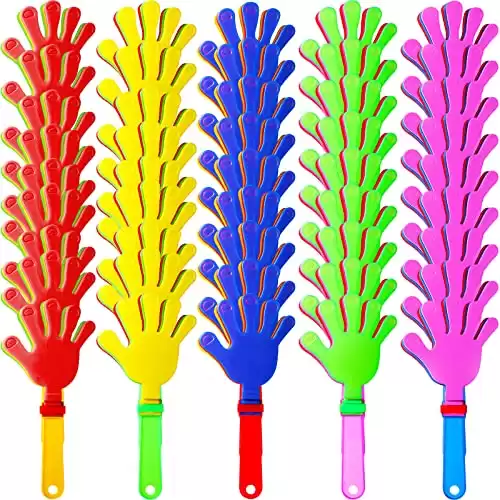 Sratte 80 Pcs 9.5 Inch Hand Clappers Noisemakers Bulk Clappers Noisemakers Party Favors Mini Hand Clappers Plastic Noise Makers for Sporting Events Fiesta Birthday Game Rewards Cheers Supplies